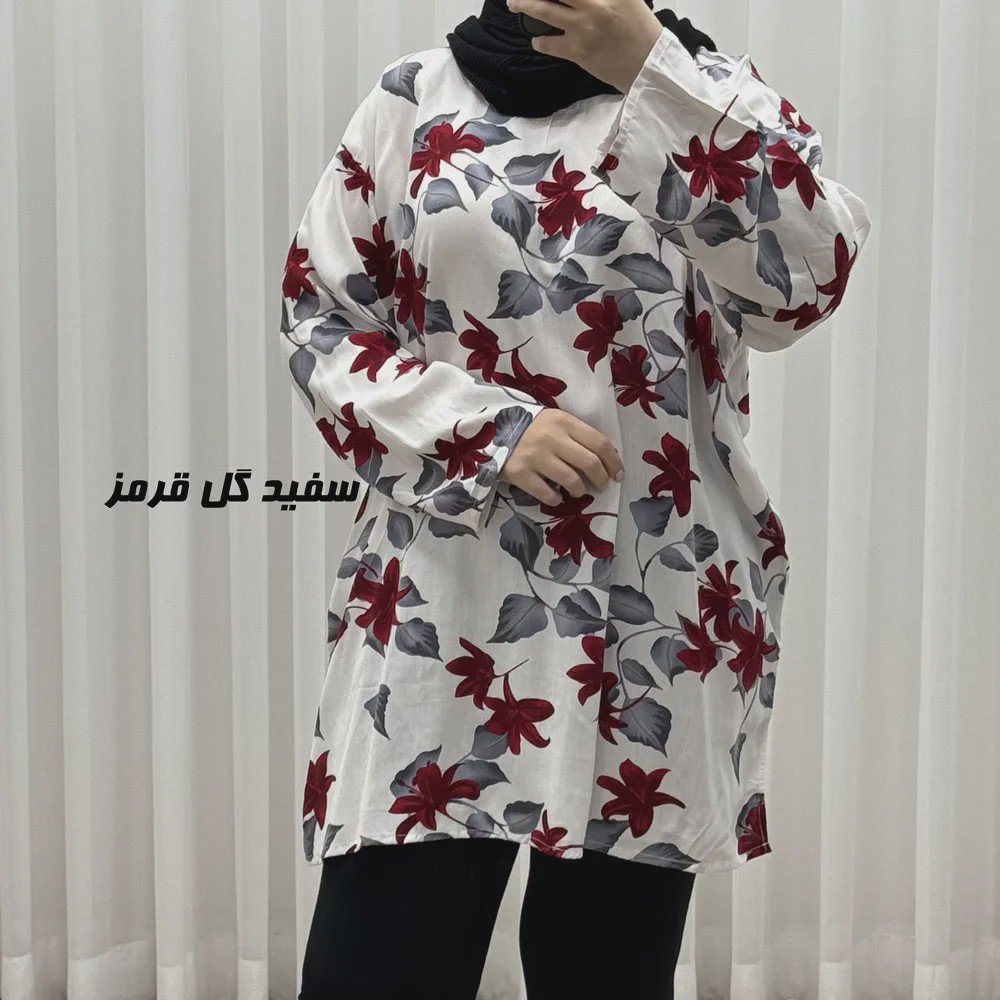 تونیک نخی زنانه طرحدار فری سایز مناسب تا سایز 52