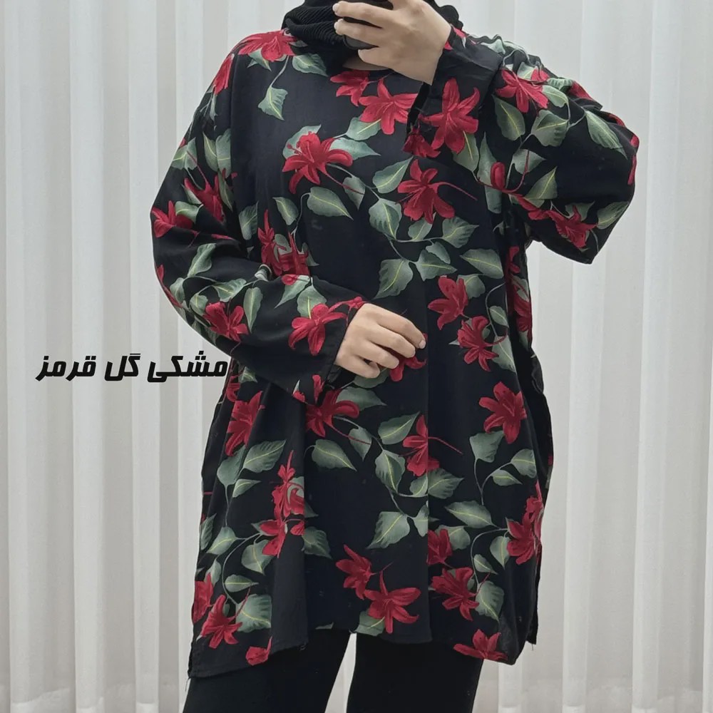تونیک نخی زنانه طرحدار فری سایز مناسب تا سایز 52
