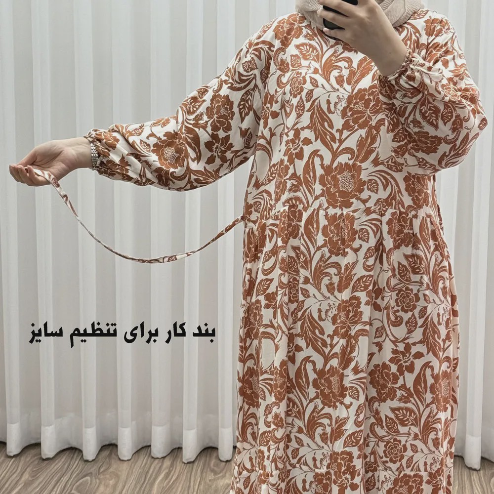 پیراهن فلور بوگاتی مدل ایوبی فری سایز زنانه تا سایز 46 چهارفصل شیک و راحت با کمربند سایه نمیاندازد