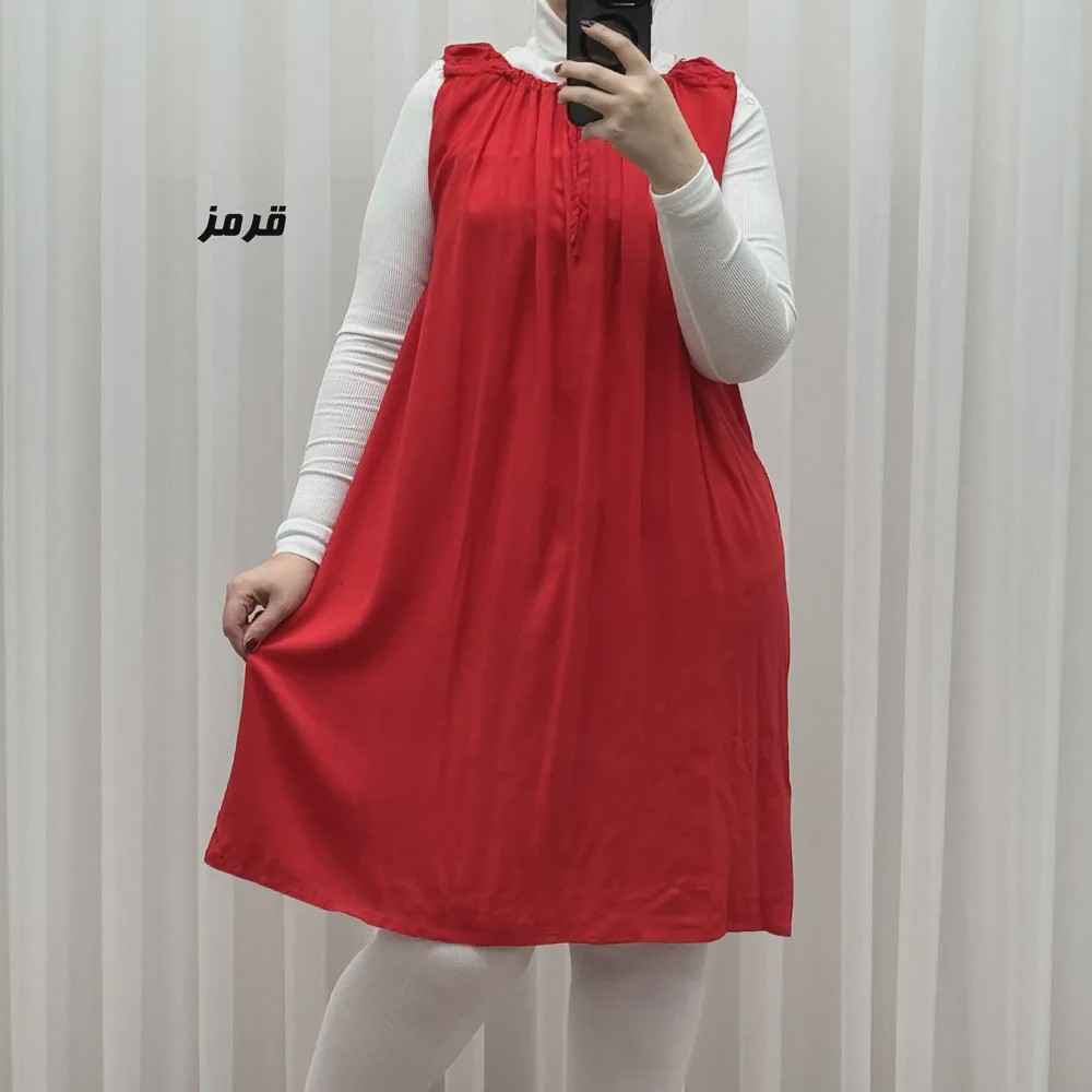 سارافون نخی زنانه کوتاه ساده فری سایز مناسب تا سایز 52