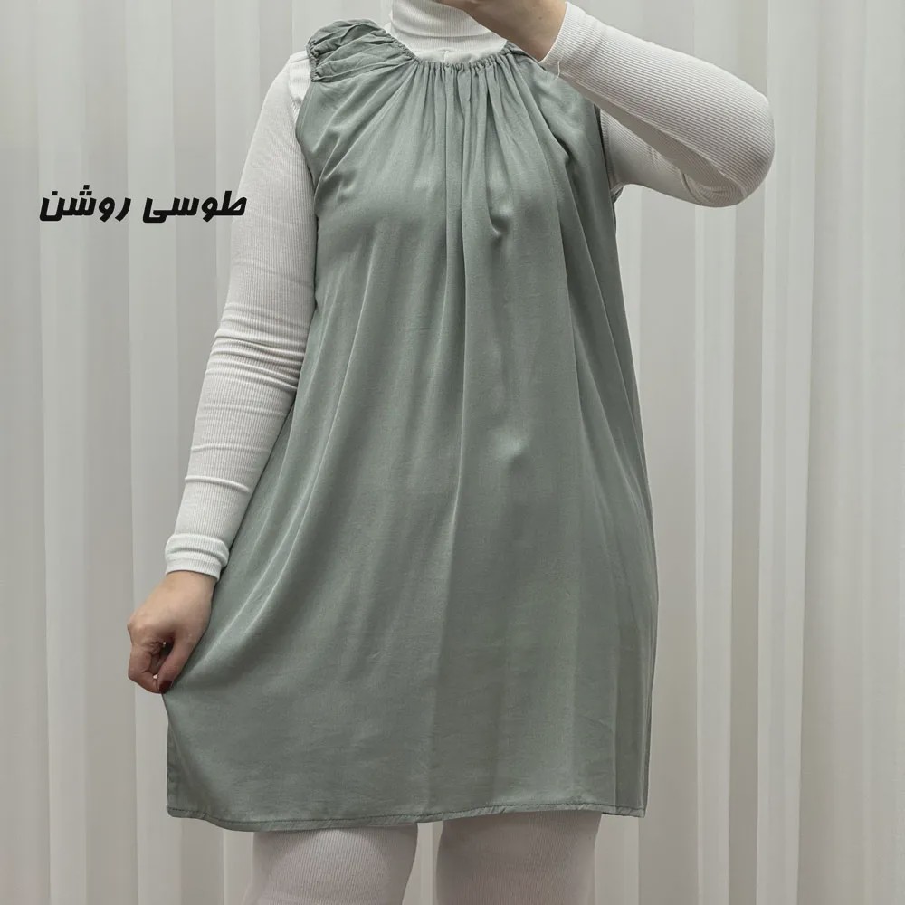 سارافون نخی زنانه کوتاه ساده فری سایز مناسب تا سایز 52