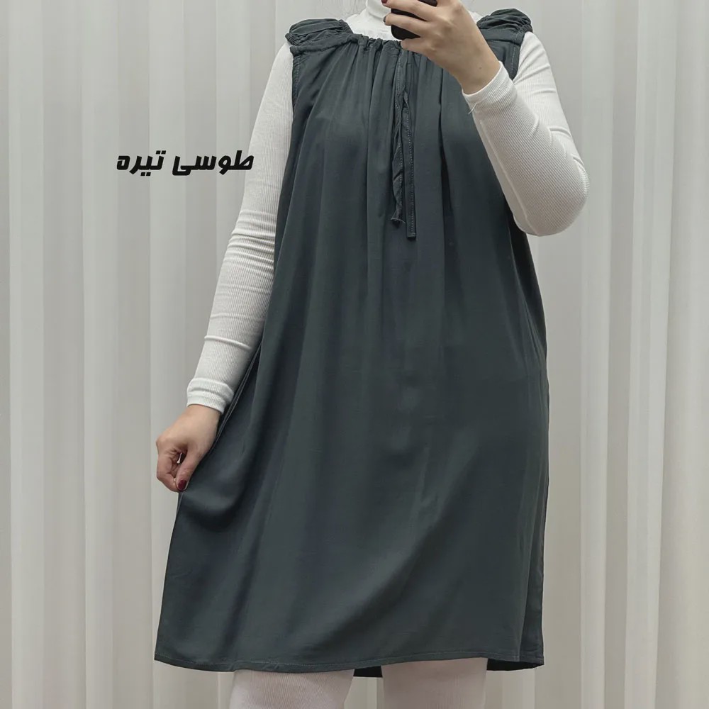 سارافون نخی زنانه کوتاه ساده فری سایز مناسب تا سایز 52