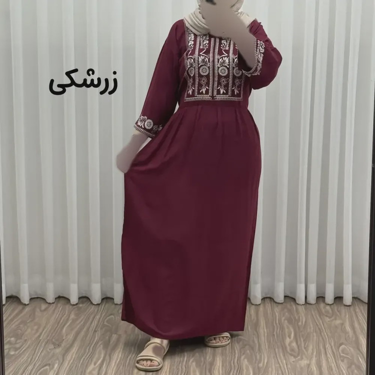 پیراهن ساحلی نخی زنانه مدل الهه فری سایز مناسب تا 44 با کمربند