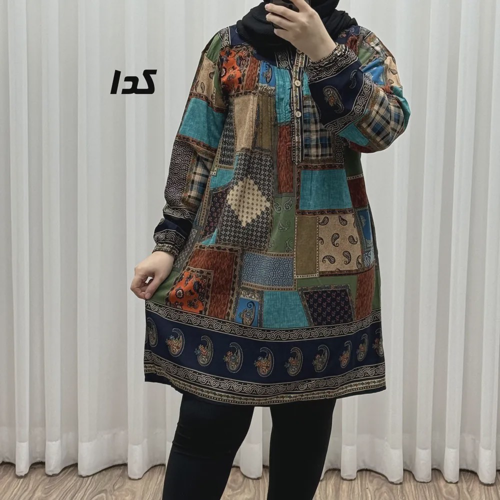 تونیک نخی وارداتی طرح چهل تیکه سایز بزرگ زنانه و دخترانه کد 1612