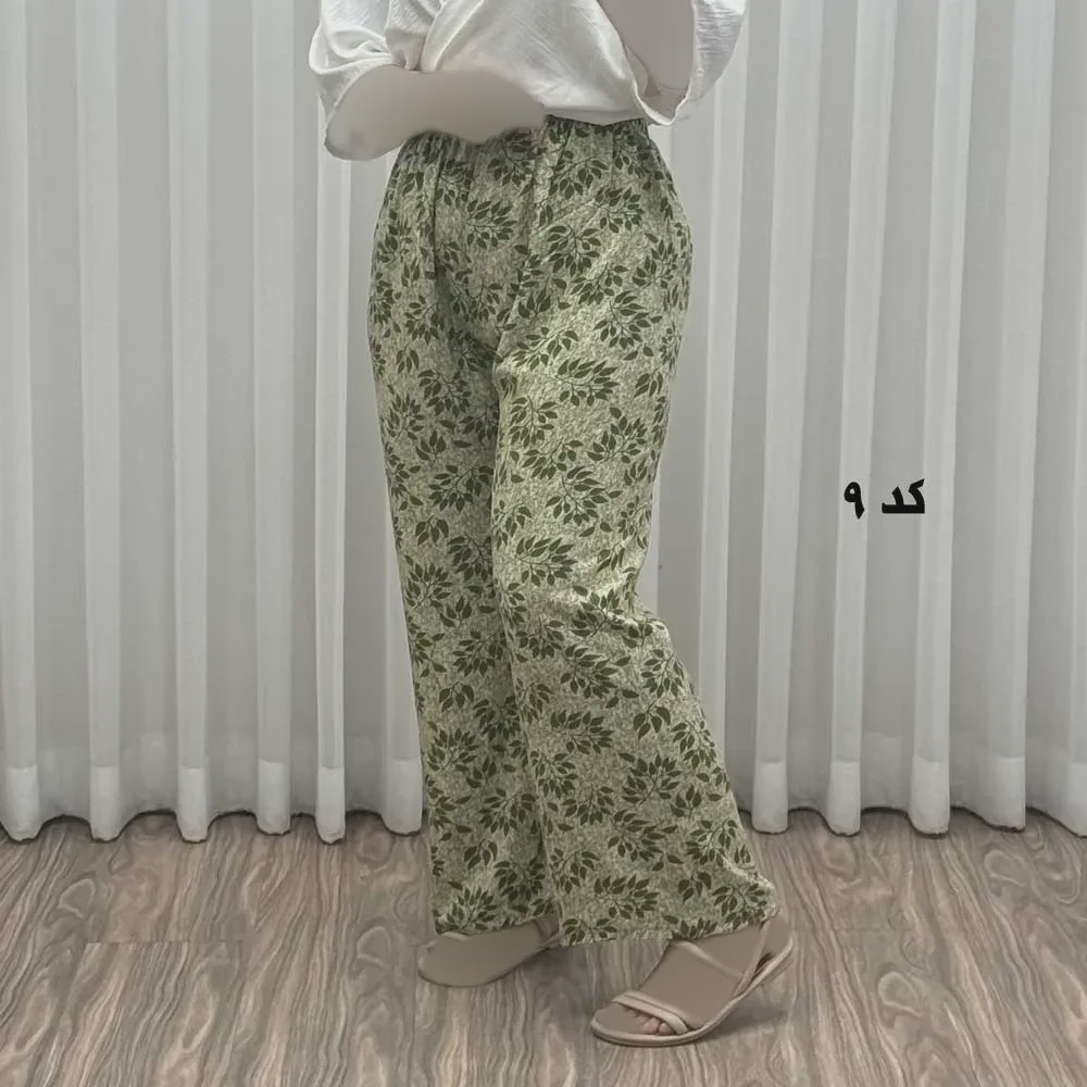 شلوار راحتی زنانه نخی فری سایز مناسب تا 46
