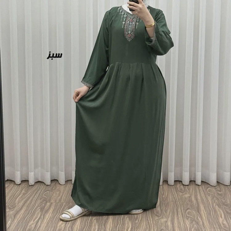 پیراهن ساحلی نخی زنانه مدل آتریسا فری سایز مناسب تا سایز 48 بهمراه کمربند