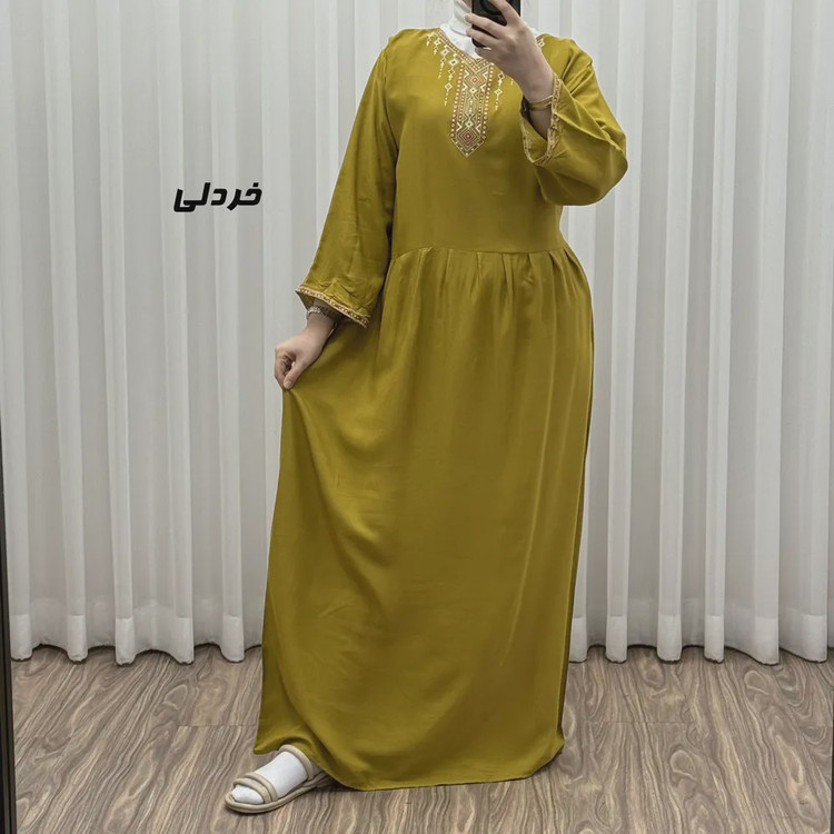 پیراهن ساحلی نخی زنانه مدل آتریسا فری سایز مناسب تا سایز 48 بهمراه کمربند