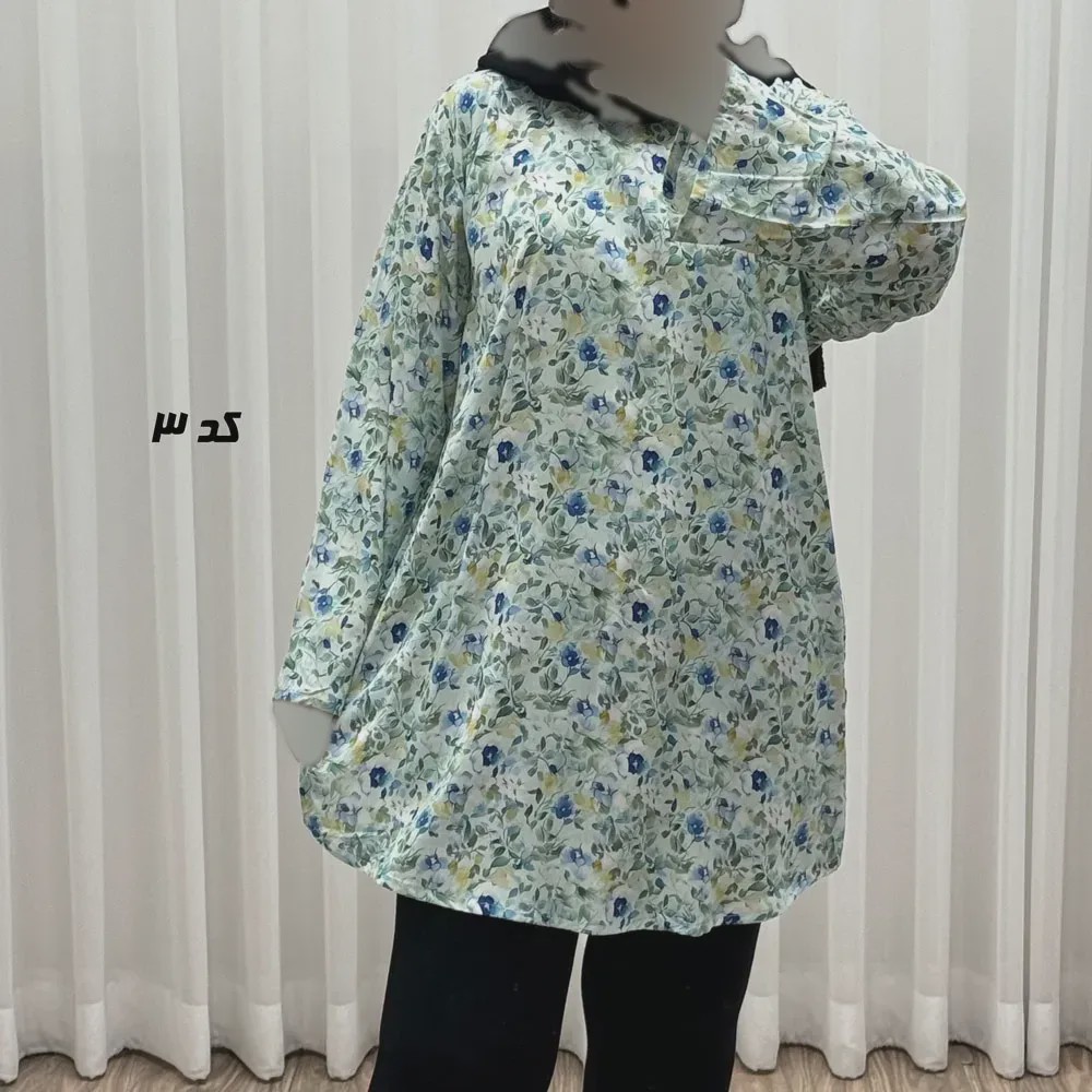 تونیک نخی زنانه مدل هاوایی سایز بزرگ فری سایز تا 50 دکمه دار