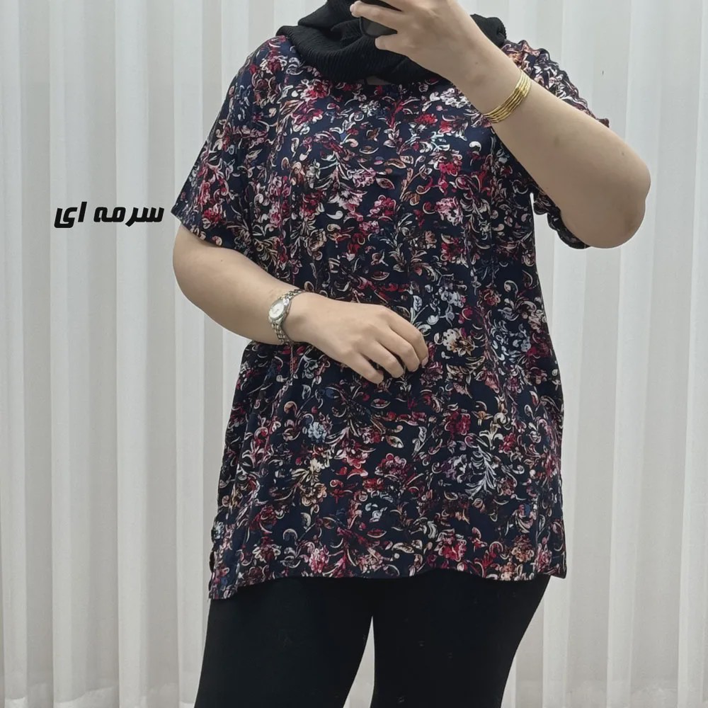 تیشرت نخی زنانه مدل پاپیا فری سایز مناسب تا سایز 50