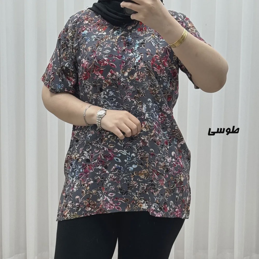 تیشرت نخی زنانه مدل پاپیا فری سایز مناسب تا سایز 50