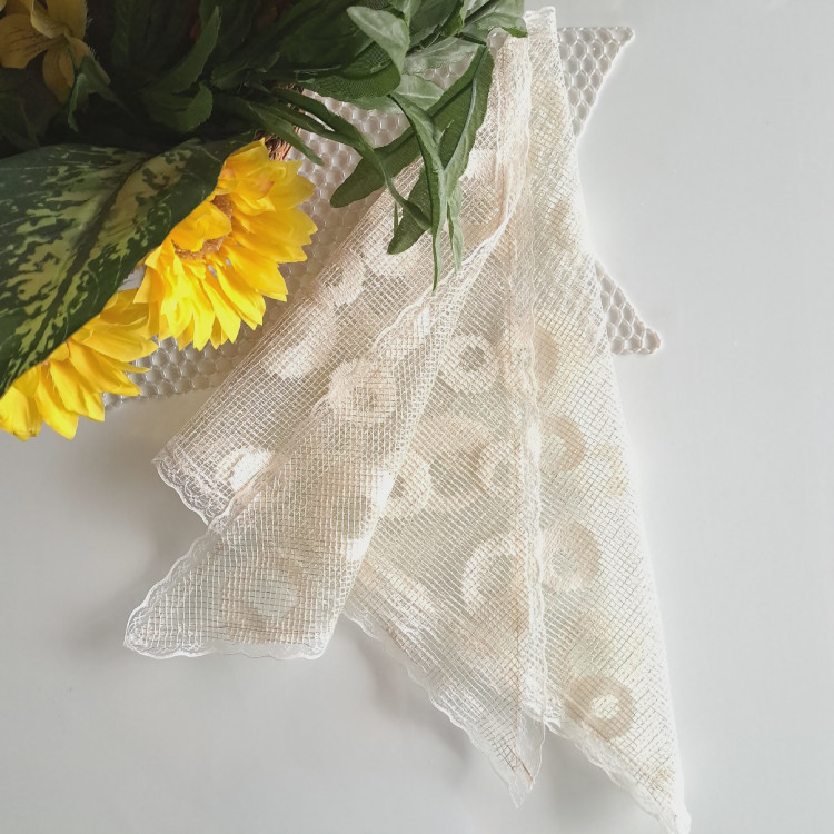 مینی اسکارف گیپور لمه دار رنگ شیره ای