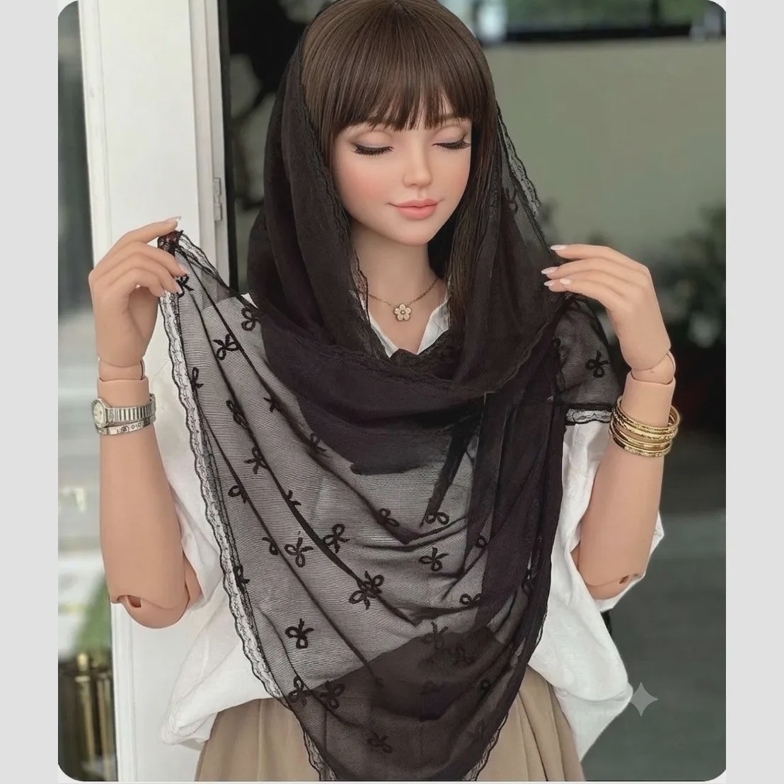 شال زنانه مجلسی دور گیپور تور بهاره سایز 170 در 60 رنگبندی