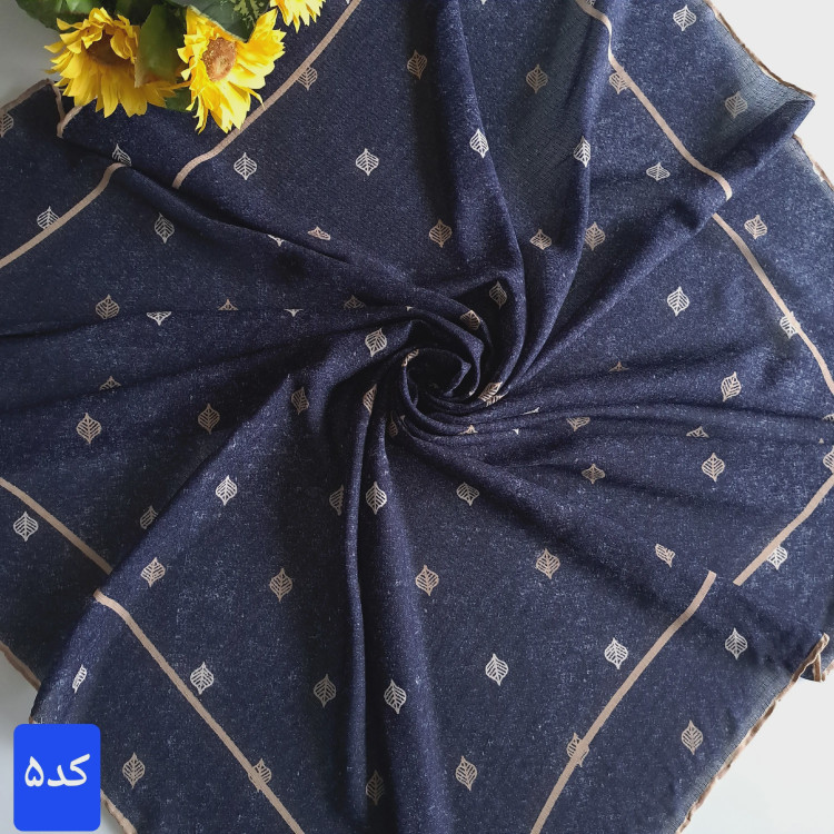روسری نخی کشمیر قواره 140 مدل برگ دور دست دوز