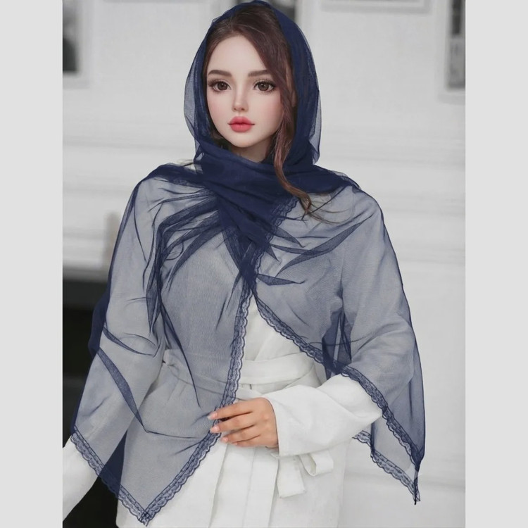 شال مجلسی زنانه دور گیپور مشکی سرمه ای قهوه ای سایز 170 در 50 سانتی متر