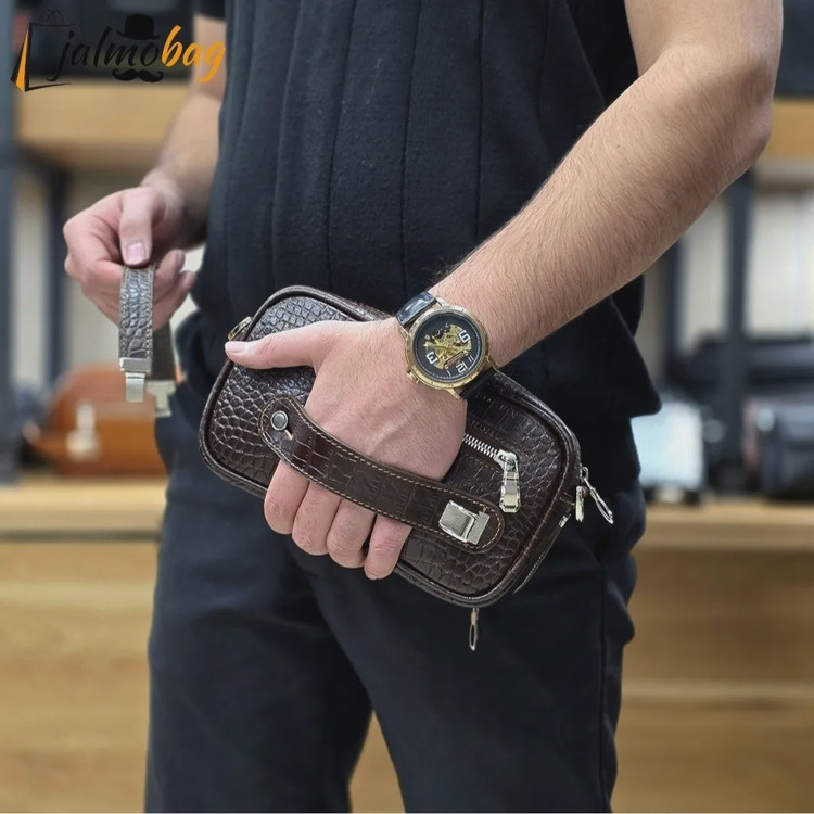 کیف دستی و دوشی چرم طبیعی گاوی دو خانه مدل شوزبگ