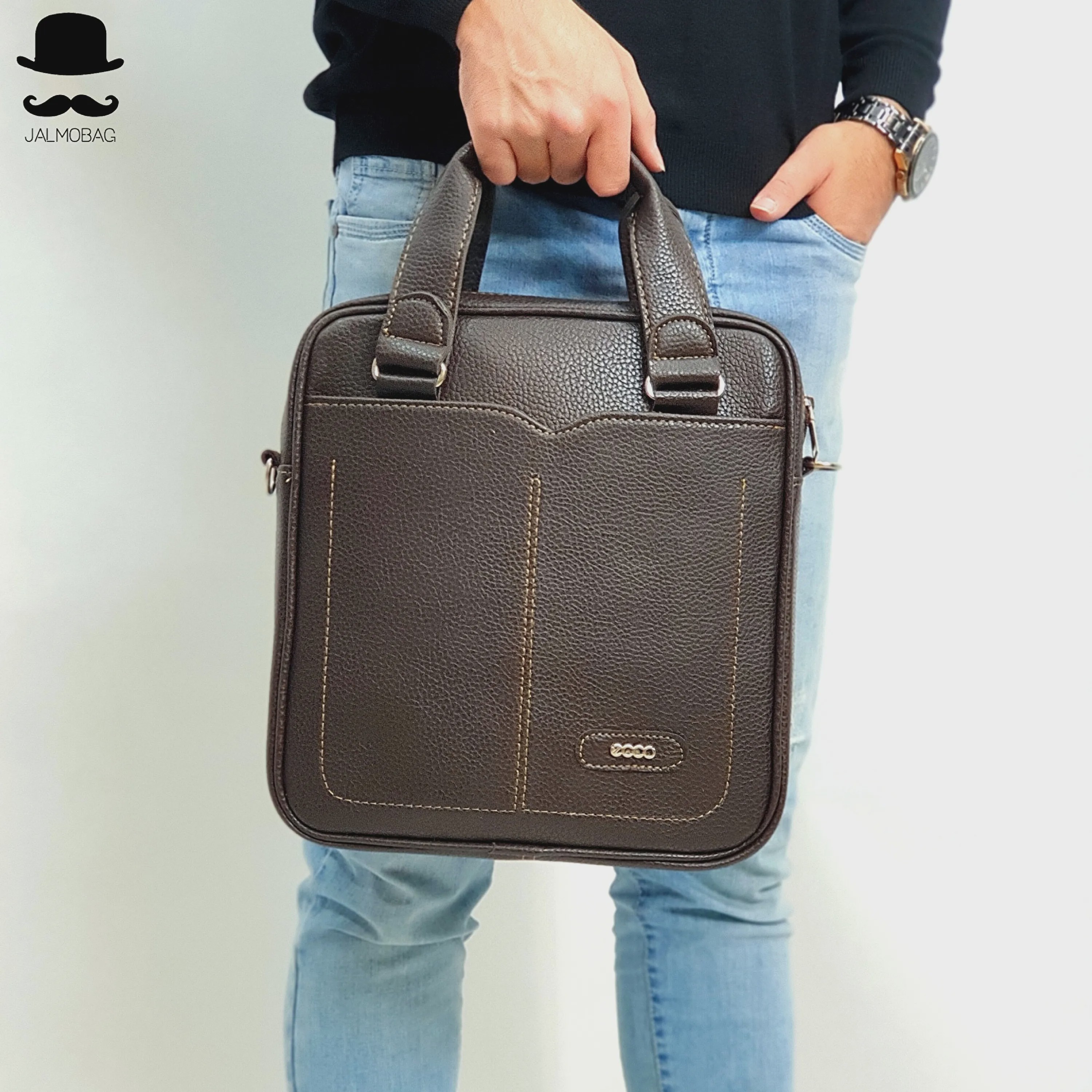کیف اداری لپتاپی چرمی اِکو ایستاده دستی و دوشی