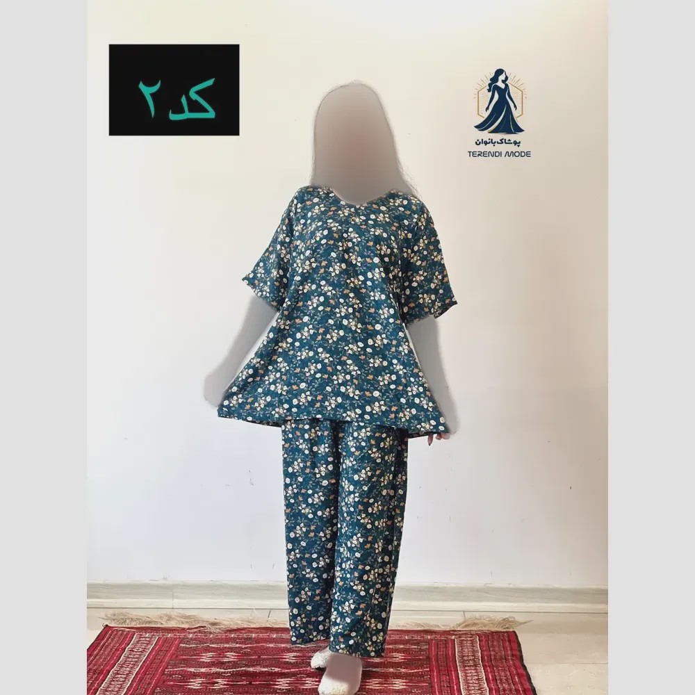 ست شومیز شلوار گلدار جنس نخ خارجی