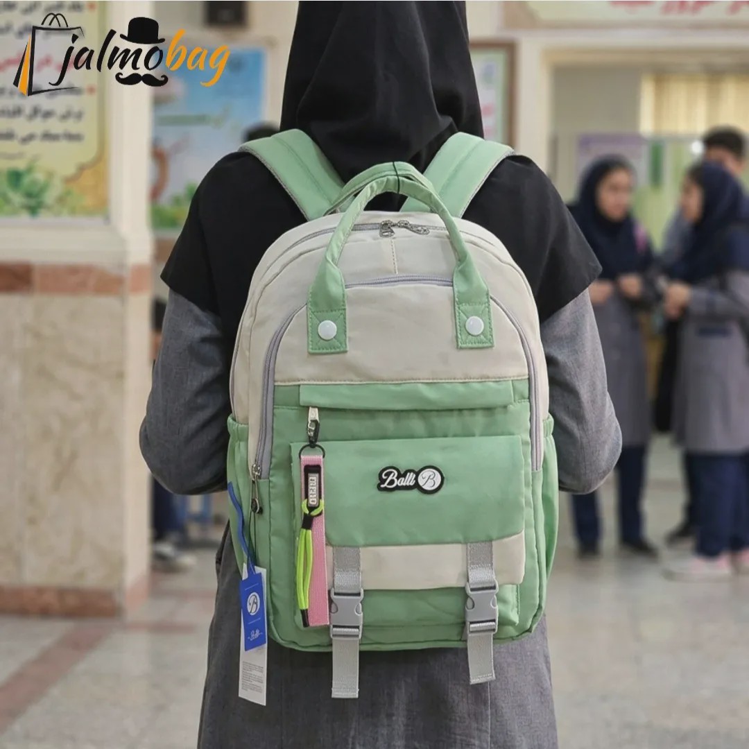 کوله پشتی مدرسه رنگی ضد آب مناسب دبستان و راهنمایی ارتفاع 40 سانتیمتر