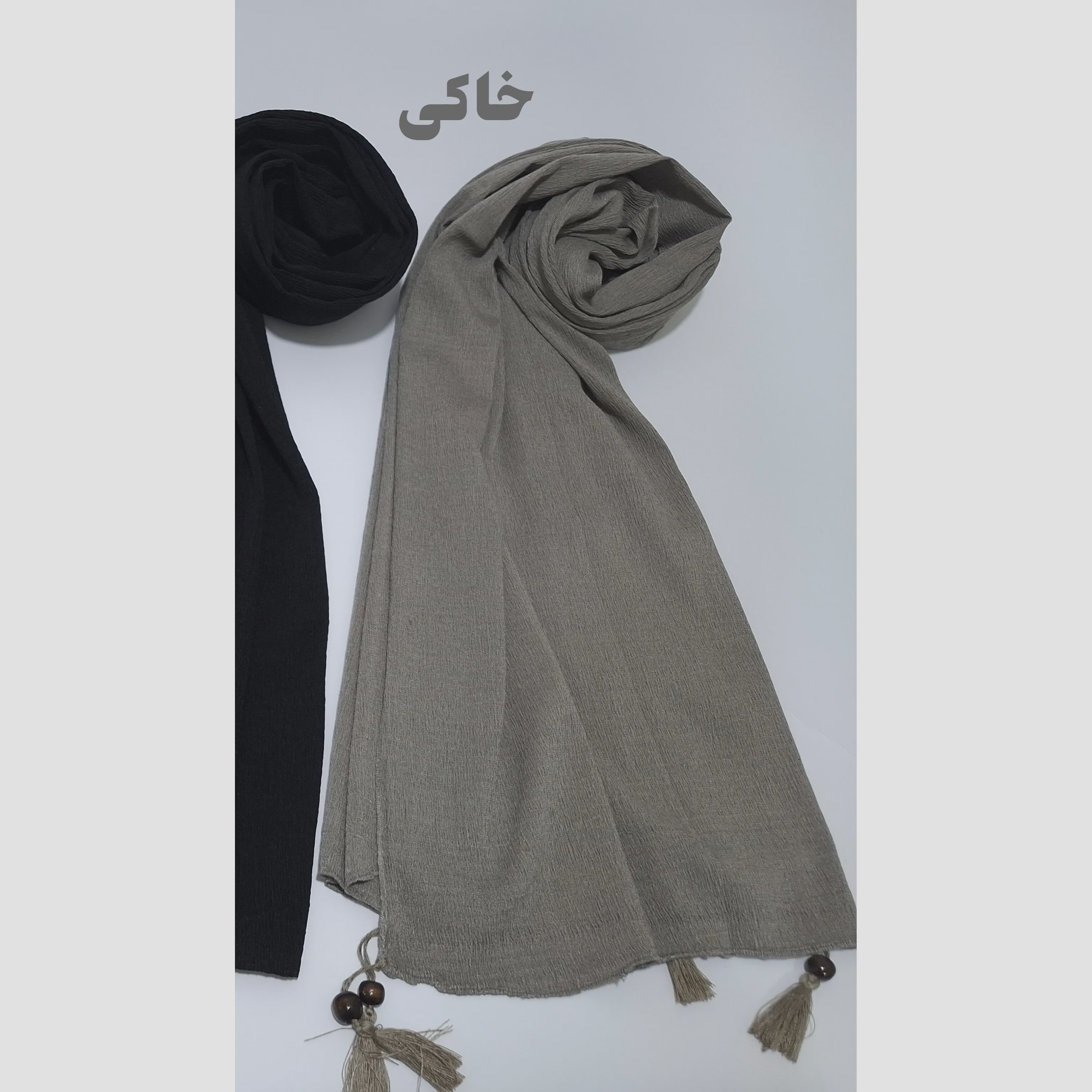 شال تابستانه منگولهدار برشکا رنگ سبز و زرشکی و خاکی و سبز زمردی و ارتشی
