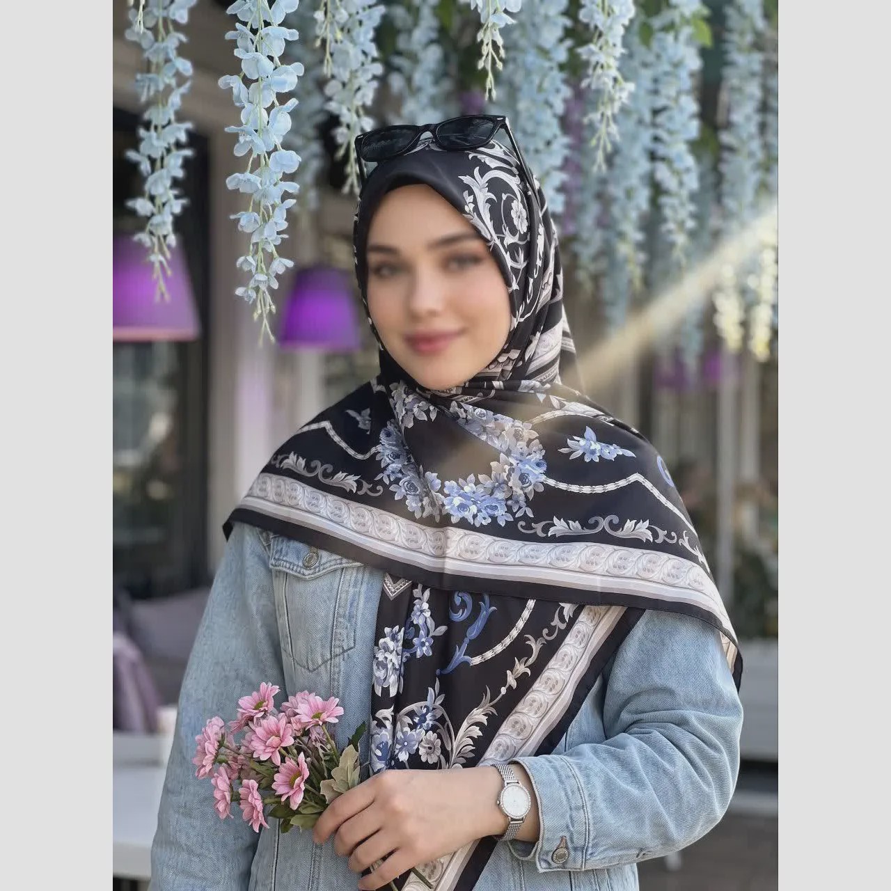 روسری ابریشم ساتن مجلسی قواره 135