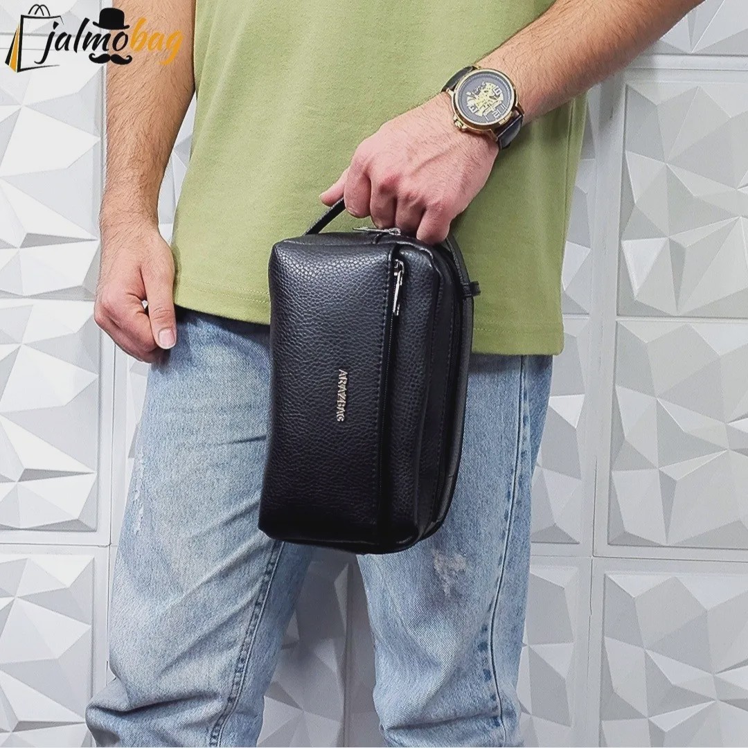 کیف دستی مردانه چرم صنعتی ضد خش شوزبگ دو خانه