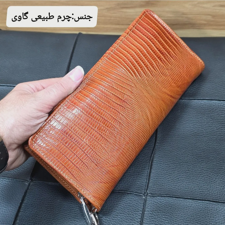 کیف دسته چک چرم طبیعی گاوی مردانه با جای کارت و موبایل