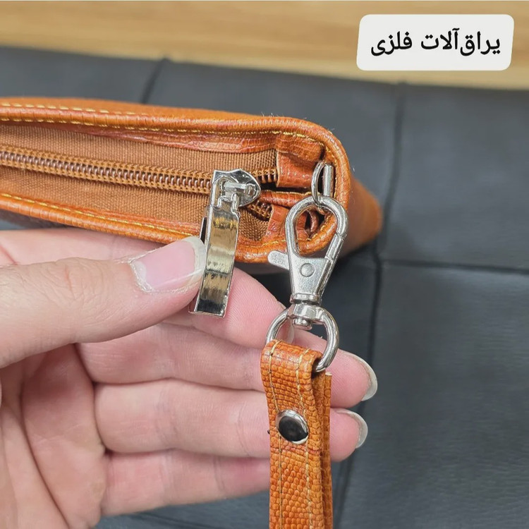 کیف دسته چک چرم طبیعی گاوی مردانه با جای کارت و موبایل
