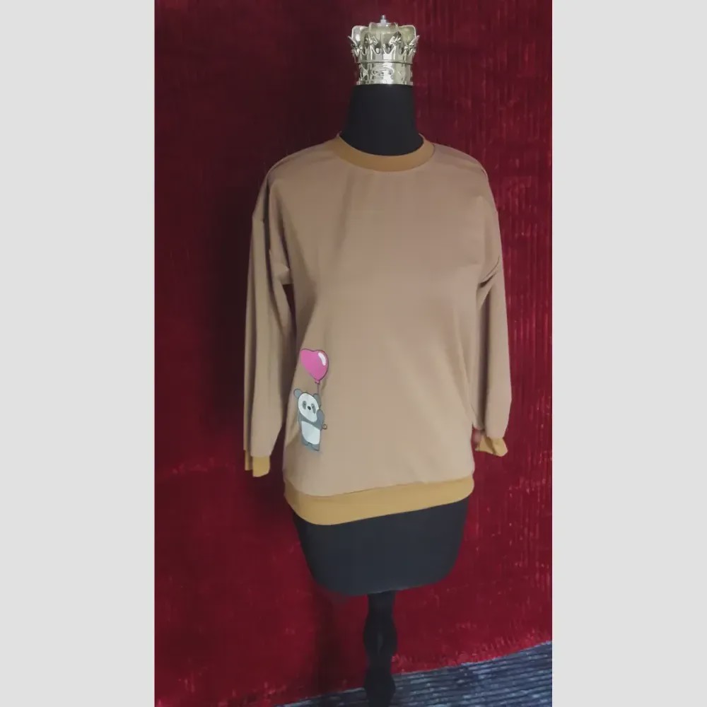 بلوز زنانه نخ پنبه طرح پاندا سایز بزرگ