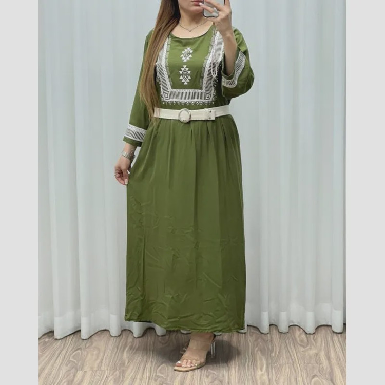ساحلی نخی زنانه طرح سنتی بند دار فری سایز خنک تابستانی