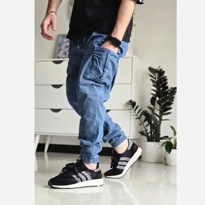 شلوار شش جیب مردانه پارچه نیل سایز 50 تا 60 رنگ طوسی مشکی سبز