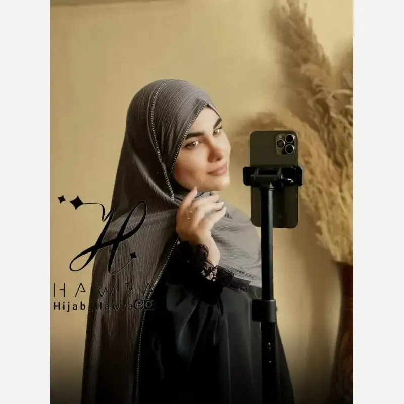 شال کشی کویتی نگین دار کریشه تریکو کش نوک مدادی ابعاد 75 در 200 سانتیمتر