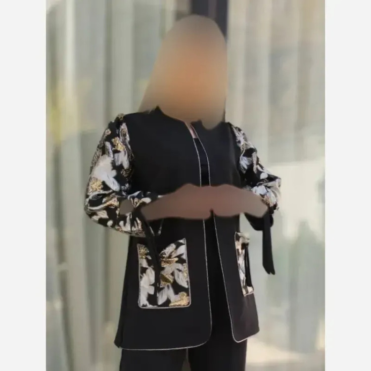 کت و شلوار زنانه طرح گلناز کرپ مازراتی آستین ژاکارد