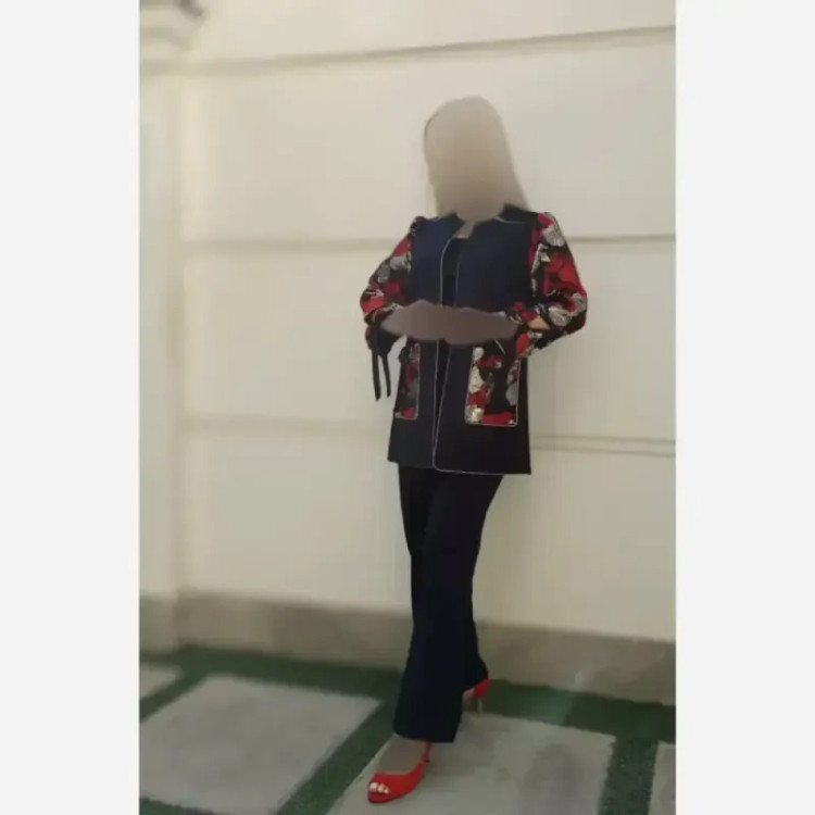 کت و شلوار زنانه طرح گلناز کرپ مازراتی آستین ژاکارد