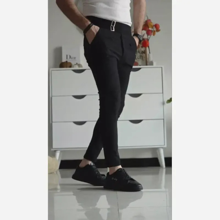 شلوار کمر انگلیسی زنانه پارچه بنگال رنگ مشکی طوسی سفید نخودی سبز سایز XL و XXL