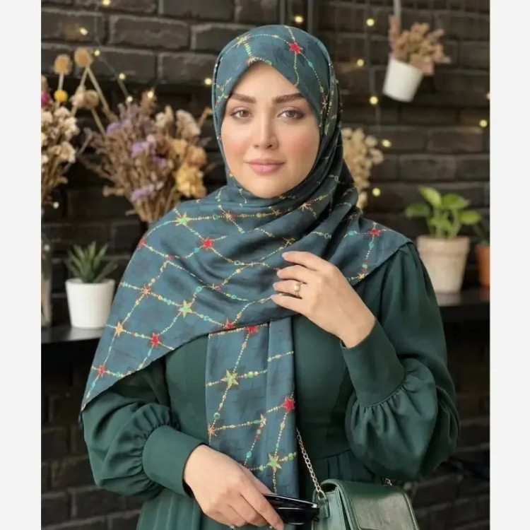 روسری نخ کاستوم طرح جواهر قواره بزرگ 140 سانتیمتر
