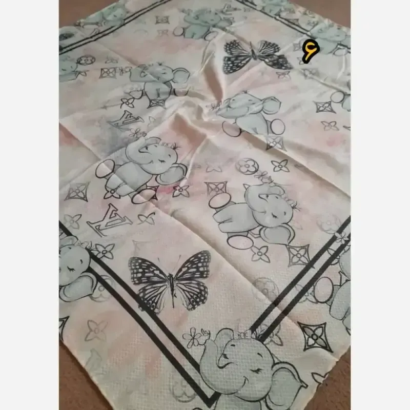 روسری سوپرنخ دخترانه دست دوز قواره 100 سانت فانتزی (2)