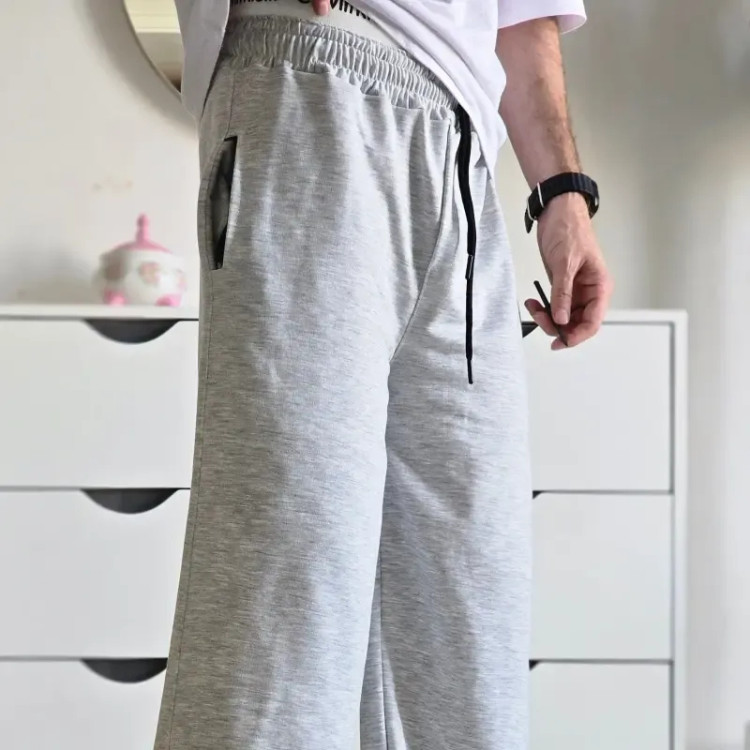 شلوار جاگر کلوین کلین پارچه ملانژ کمر کش دمپا گت دار طوسی مشکی برفی XXL XXXL