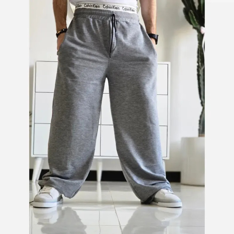 شلوار جاگر کلوین کلین پارچه ملانژ کمر کش دمپا گت دار طوسی مشکی برفی XXL XXXL