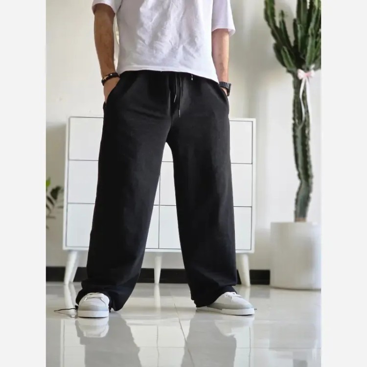 شلوار جاگر کلوین کلین پارچه ملانژ کمر کش دمپا گت دار طوسی مشکی برفی XXL XXXL