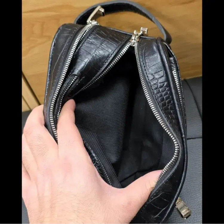 کیف دستی چرم طبیعی چرم ظفر دو خانه 21 سانتی متری