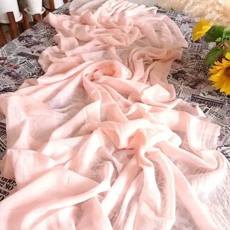شال نخی سوپر گیاهی 3 متری مشکی و سفید طرح ساده ابعاد 80 در 250 سانتی متر