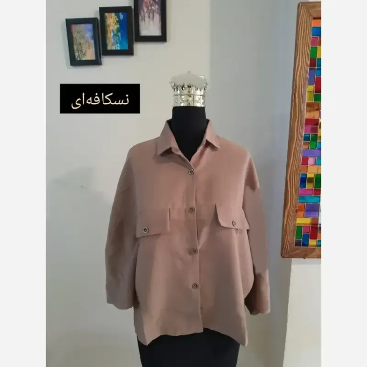 مانتو پانچ کوتاه اسپرت دانشجویی قواره دار جنس لینن