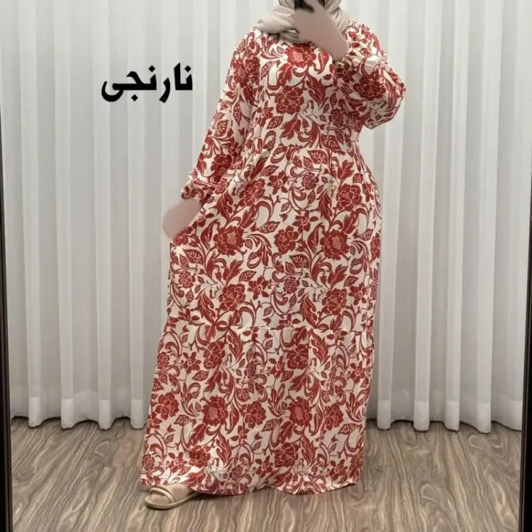 پیراهن فلور بوگاتی مدل ایوبی فری سایز زنانه تا سایز 46 چهارفصل شیک و راحت با کمربند سایه نمیاندازد