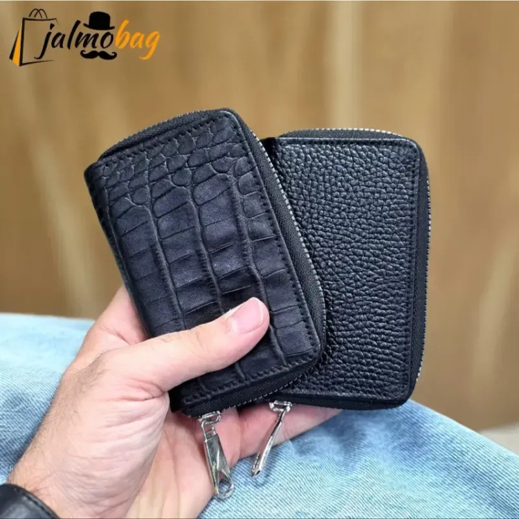 جاکارتی زیپدار چرم طبیعی گاوی مناسب آقایان و خانمها ابعاد 11 در 7 سانتیمتر (2)