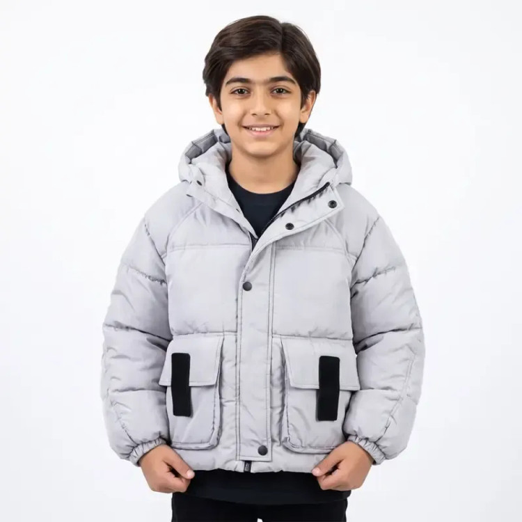 کاپشن باکسی پسرانه طوسی