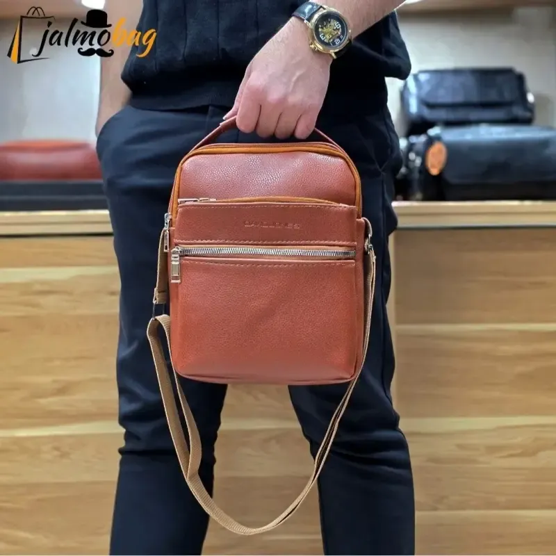 کیف دوشی چرمی بزرگ جادار چرم صنعتی A++ پنج محفظه رنگ مشکی قهوه ای