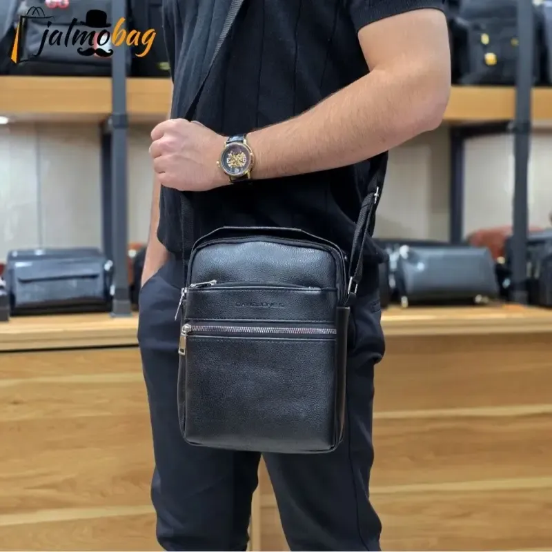 کیف دوشی چرمی بزرگ جادار چرم صنعتی A++ پنج محفظه رنگ مشکی قهوه ای