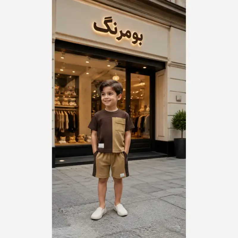 تیشرت شلوارک بچگانه جنس پارچه بیسکوییتی مناسب 6 ماه تا 6 سال