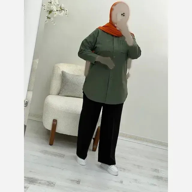 مانتو زنانه کتان اداری قد 85 سانت سایز بزرگ
