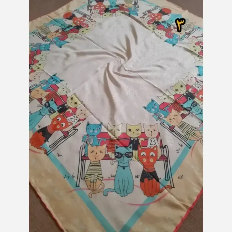 روسری سوپرنخ دخترانه دست دوز قواره 100 سانت فانتزی